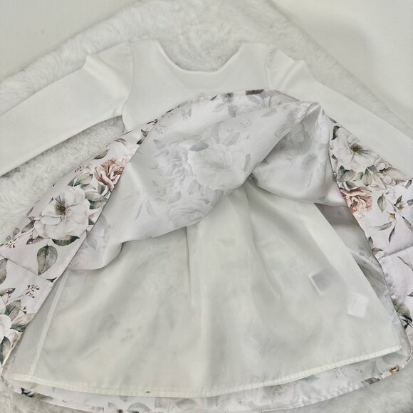 H&M Girls Floral Long-Sleeve Dress – White & Soft Rose Print - Picture 6 of 9